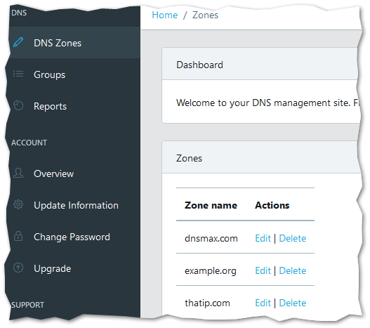 DNSMax Management Interface